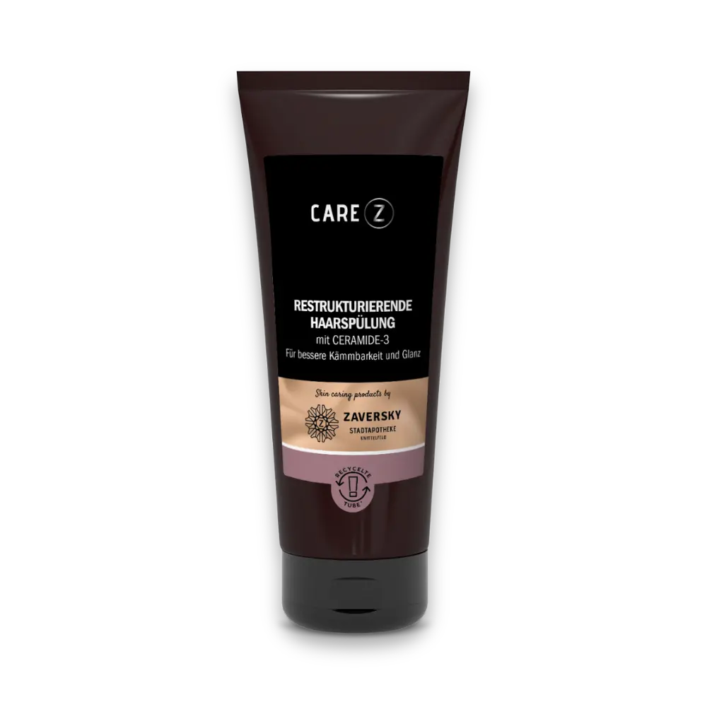 Care Z Restrukturierende Haarspülung mit Ceramide-3, dunkelbraune Tube mit schwarzem Verschluss