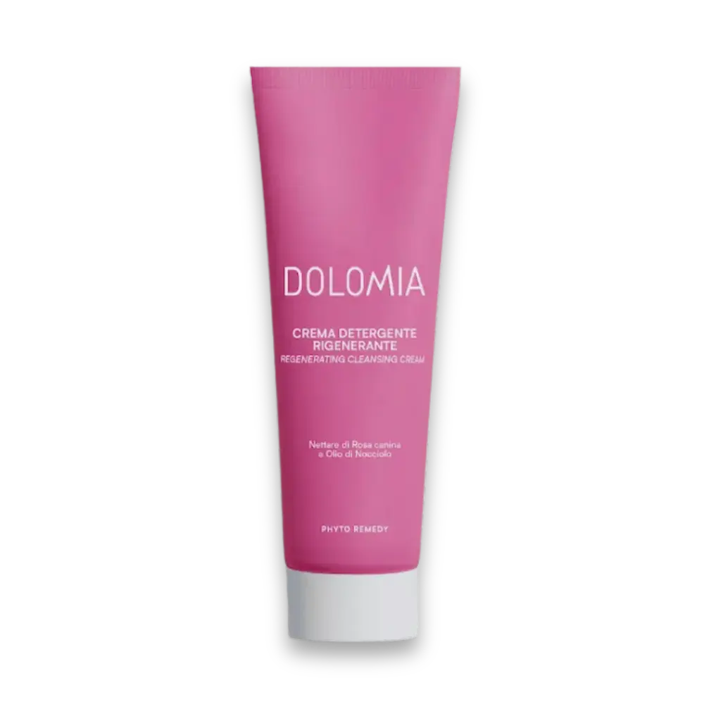 Dolomia Crema Detergente Rigenerante in pinkfarbener Tube mit weißem Deckel, regenerierende Reinigungscreme, Phyto Remedy