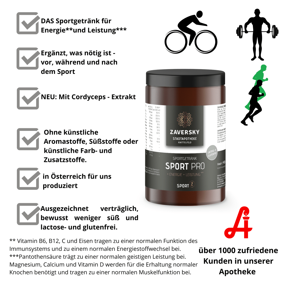 Sport Pro Sportgetränk für Energie** und Leistung*** - 1 Packung - Nahrungsergänzung - Apotheke Zaversky