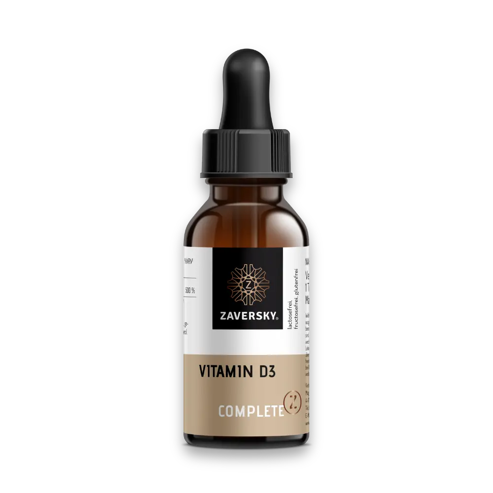 Zaversky Complete Vitamin D3 Tropfen in brauner Glasflasche mit Pipette, lactose-, fructose- und glutenfrei