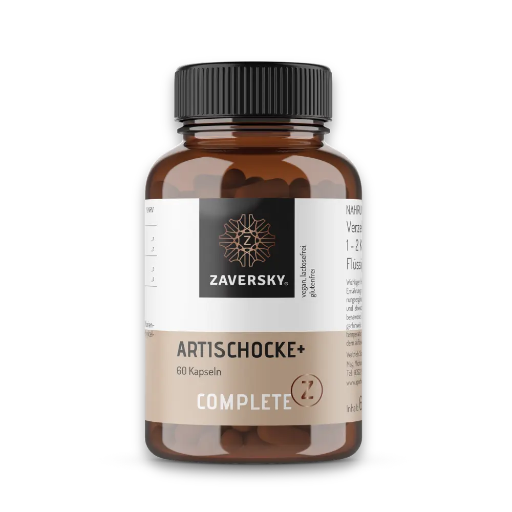Complete Z Artischocke+ von Zaversky, braune Kapseldose mit 60 Kapseln, vegan, lactose- und glutenfrei.