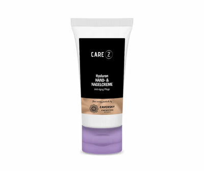 CARE Z Hyaluron Hand- & Nagelcreme Anti-Aging Pflege in weißer Tube mit fliederfarbenem Deckel, Zaversky Stadtapotheke Knittelfeld