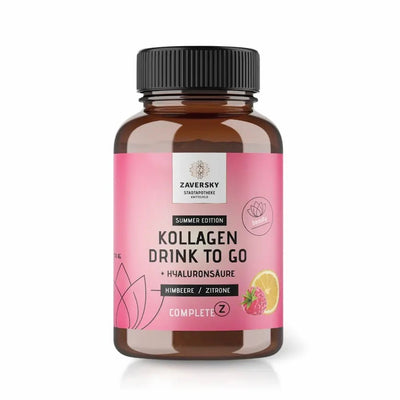 Braune Dose Kollagen Drink to Go Summer Edition mit Hyaluronsäure, Geschmack Himbeere/Zitrone, Zaversky Stadtapotheke Knittelfeld