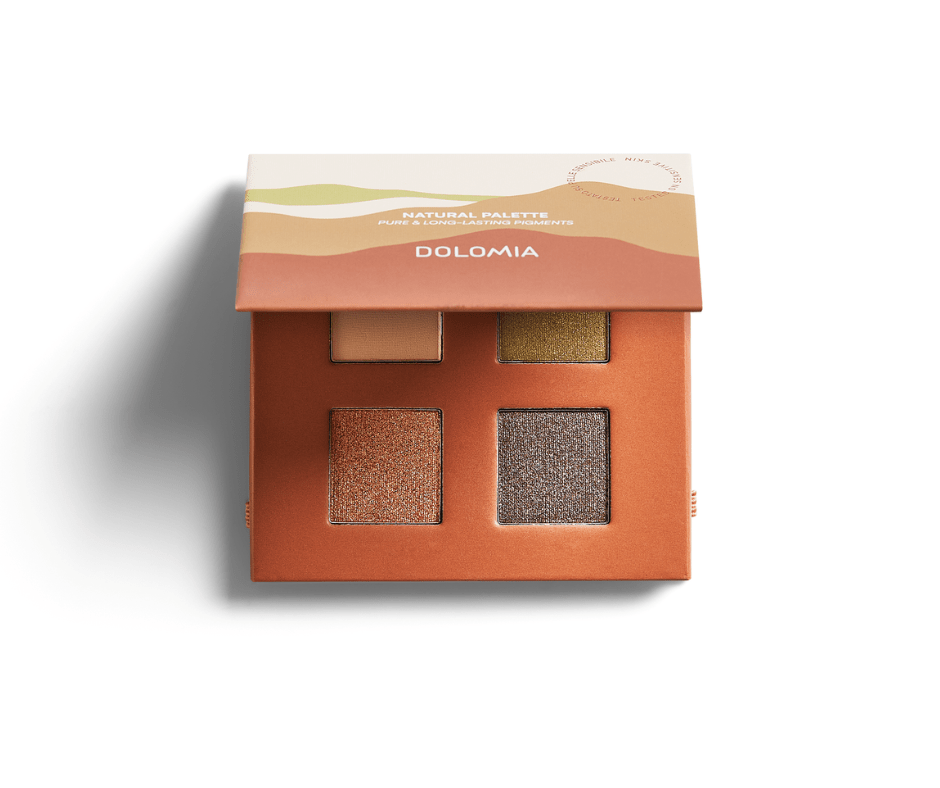 Dolomia Natural Palette Lidschatten-Palette in Orange mit vier Farbtönen in Beige, Olivgrün, Kupfer und Anthrazit