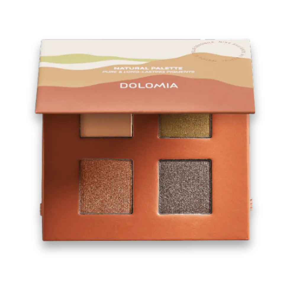 Dolomia Natural Palette Lidschatten-Palette in Orange mit vier Farbtönen in Beige, Olivgrün, Kupfer und Anthrazit