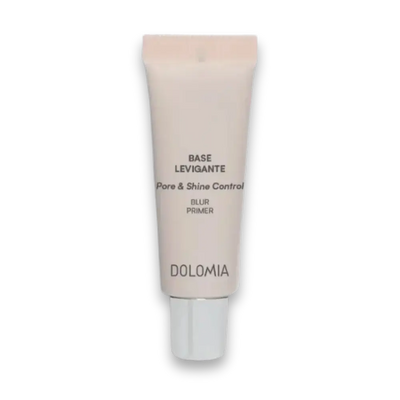 Dolomia Base Levigante Pore & Shine Control Blur Primer in rosafarbener Tube mit silbernem Verschluss, Vorderansicht