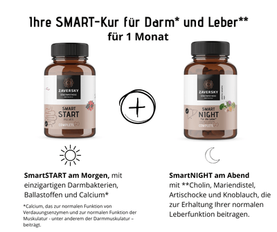 Smart - Kur für Darm und Leber für mehr Energie, Verdauung und Entgiftung - für 1 Monat - Nahrungsergänzung - Apotheke Zaversky