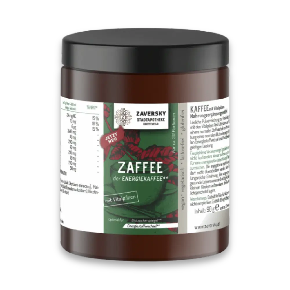 Zaffee - Energiekaffee mit Vitalpilzen für Energie, Vitalität und Nervenstärke - 1 Packung - Nahrungsergänzung - Apotheke Zaversky