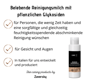 Belebende Reinigungsmilch mit pflanzlichen Glykosiden für Gesicht und Augen CareZ 400ml - 200 ml - Kosmetika - Apotheke Zaversky