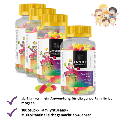 Familyfit BEANS - Der süße Multivitamin Snack - 4 Packungen - Nahrungsergänzung - Apotheke Zaversky