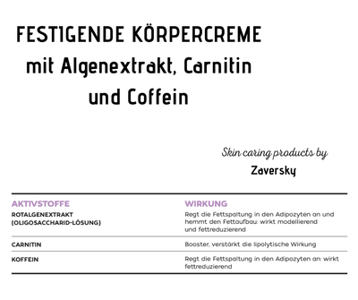 Festigende Körpercreme mit Algenextrakt, Carnitin und Coffein CareZ - Kosmetika - Apotheke Zaversky