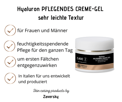 Hyaluron PFLEGENDES CREME - GEL sehr leichte Textur CareZ - Kosmetika - Apotheke Zaversky